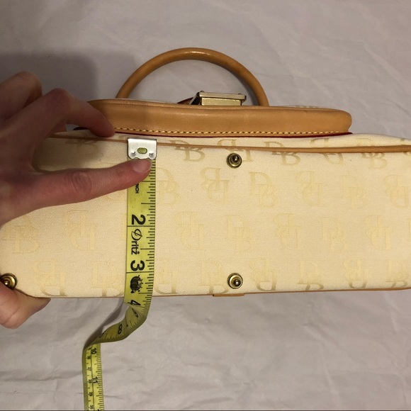 Dooney & Bourke Signature Monogram Cream Tan Canvas & Leather Mix Satchel Bag - Picture 11 of 16